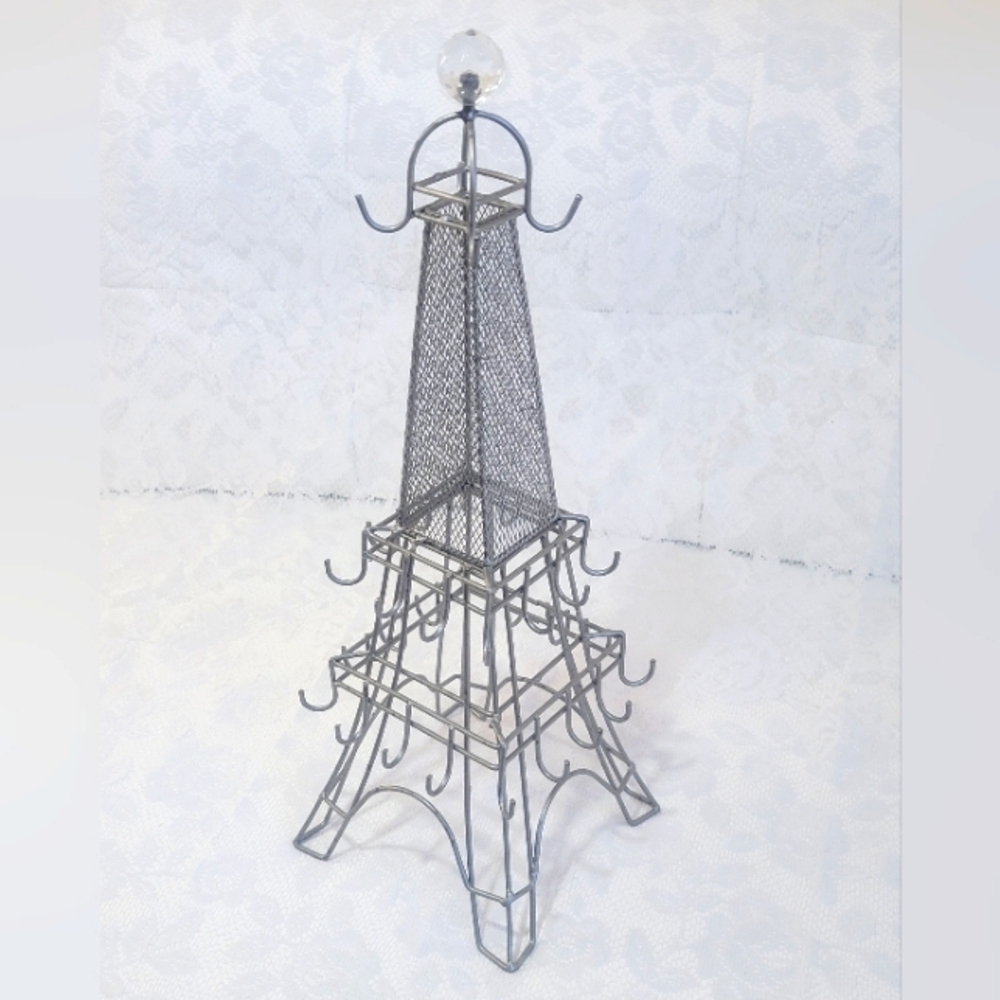 Paris Eiffel Tower Metal Jewelry Organizer Stand Necklace Bracelet Ring Holder